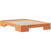 Berkfield Home Floor Bed Frame with Storage Brown 140 x 190 cm Solid pine wood