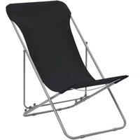 Berkfield Home Folding Beach Chairs 2 pcs Steel & Oxford Fabric Black