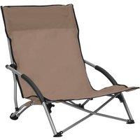 Berkfield Home Folding Beach Chairs 2 pcs Taupe Fabric in Beige