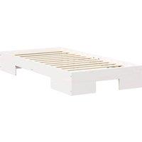 Berkfield Home Floor Bed Frame with Storage White 90 x 190 cm Solid pine wood