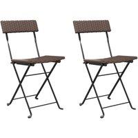Berkfield Home Folding Bistro Chairs 2 pcs Brown Poly Rattan & Steel