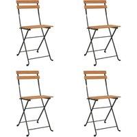 Berkfield Home Folding Bistro Chairs 4 pcs Solid Wood Teak & Steel in Brown