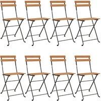 Berkfield Home Folding Bistro Chairs 8 pcs Solid Wood Teak & Steel in Brown