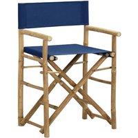 Berkfield Home Folding Director's Chairs 2 pcs Blue Bamboo & Fabric