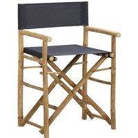 Berkfield Home Folding Director's Chairs 2 pcs Dark Grey Bamboo & Fabric