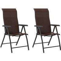 Berkfield Home Folding Garden Chairs 2 pcs Brown Poly Rattan