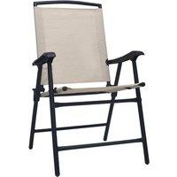 Berkfield Home Folding Garden Chairs 2 pcs Texilene Cream in Beige