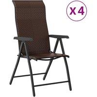 Berkfield Home Folding Garden Chairs 4 pcs Brown Poly Rattan