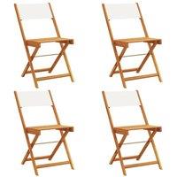 Berkfield Home Folding Garden Chairs 4 pcs Cream White Fabric & Solid Wood