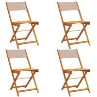 Berkfield Home Folding Garden Chairs 4 pcs Taupe Fabric & Solid Wood