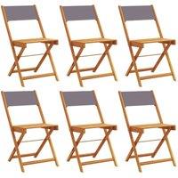 Berkfield Home Folding Garden Chairs 6 pcs Anthracite Fabric & Solid Wood
