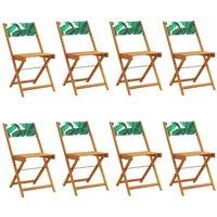 Berkfield Home Folding Garden Chairs 8 pcs Green Fabric & Solid Wood