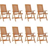 Berkfield Home Folding Garden Chairs 8 pcs Solid Wood Eucalyptus in Brown