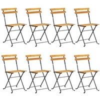 Berkfield Home Folding Garden Chairs 8 pcs Steel & Solid Wood Acacia in Brown