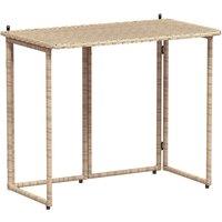 Berkfield Home Folding Garden Table Beige 90x51x75 cm Poly Rattan | Size: 90 x 51 x 75 cm