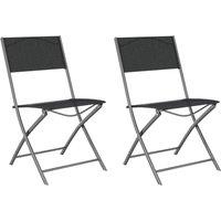 Berkfield Home Folding Outdoor Chairs 2 pcs Black Steel & Textilene