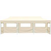 Berkfield Home Folding Pop-up Party Tent with 5 Sidewalls 3x9 m Cream in Beige