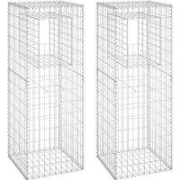 Berkfield Home Gabion Basket Posts 2 pcs 50x50x140 cm Iron in Silver | Size: 50 x 50 x 140 cm