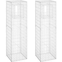 Berkfield Home Gabion Basket Posts 2 pcs 50x50x180 cm Iron in Silver | Size: 50 x 50 x 180 cm