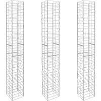 Berkfield Home Gabion Baskets 3 pcs Galvanised Steel 25x25x197 cm in Silver | Size: 25 x 25 x 197 cm