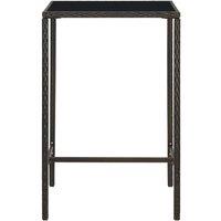 Berkfield Home Garden Bar Table Brown 70x70x110 cm Poly Rattan & Glass | Size: 70 x 70 x 110 cm
