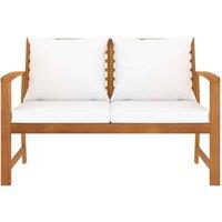 Berkfield Home Garden Bench 120 cm with Cream Cushion Solid Wood Acacia in Brown