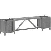 Berkfield Home Garden Bench with 2 Planters 150cm Solid Acacia Wood Grey