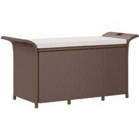 Berkfield Home Garden Bench with Cushion Brown 116x46x57 cm Poly Rattan | Size: 116 x 46 x 57 cm