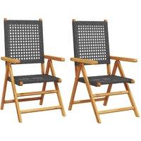 Berkfield Home Garden Chairs 2 pcs Black Solid Wood Acacia & Poly Rattan