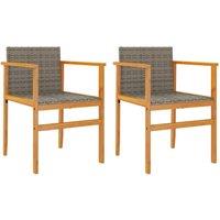 Berkfield Home Garden Chairs 2 pcs Grey Poly Rattan&Solid Wood