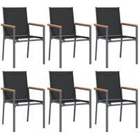 Berkfield Home Garden Chairs 6 pcs Black 55x61.5x90 cm Textilene & Steel