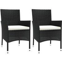 Berkfield Home Garden Chairs with Cushions 2 pcs Black Poly Rattan