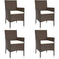 Berkfield Home Garden Chairs with Cushions 4 pcs Brown Poly Rattan