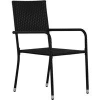Berkfield Home Garden Dining Chairs 2 pcs Stackable Black Poly Rattan