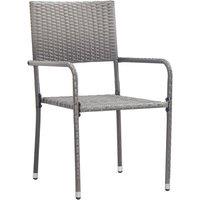 Berkfield Home Garden Dining Chairs 2 pcs Stackable Grey Poly Rattan