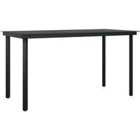 Berkfield Home Garden Dining Table Black 140x70x74 cm Steel & Glass | Size: 140 x 70 x 74 cm