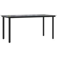 Berkfield Home Garden Dining Table Black 160x80x74cm Steel & Tempered Glass | Size: 160 x 80 x 74 cm