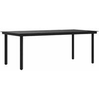 Berkfield Home Garden Dining Table Black 200x100x74 cm Steel & Glass | Size: 200 x 100 x 74 cm