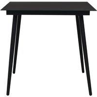 Berkfield Home Garden Dining Table Black 80x80x74 cm Steel & Glass | Size: 80 x 80 x 74 cm