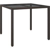 Berkfield Home Garden Dining Table Brown 90x90x75 cm Poly Rattan | Size: 90 x 90 x 75 cm