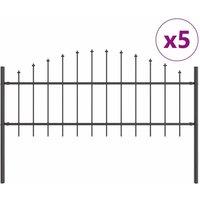 Berkfield Home Garden Fence with Hoop Top Grey 8.5x0.75 m Steel