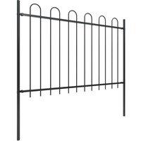 Berkfield Home Garden Fence with Hoop Top Steel 11.9x1.2 m Black