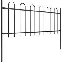 Berkfield Home Garden Fence with Hoop Top Steel 3.4x0.8 m Black