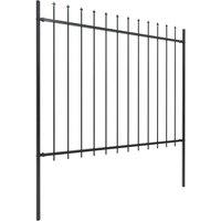Berkfield Home Garden Fence with Spear Top Steel 10.2x1.5 m Black