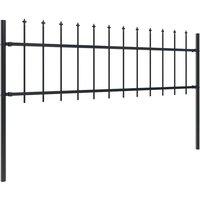 Berkfield Home Garden Fence with Spear Top Steel 15.3x0.6 m Black