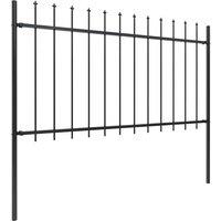 Berkfield Home Garden Fence with Spear Top Steel 3.4x1 m Black