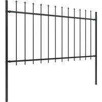 Berkfield Home Garden Fence with Spear Top Steel 5.1x1 m Black