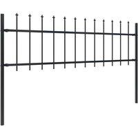 Berkfield Home Garden Fence with Spear Top Steel 6.8x0.6 m Black