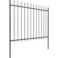 Berkfield Home Garden Fence with Spear Top Steel 6.8x1.5 m Black