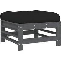 Berkfield Home Garden Footstool with Cushion Grey Solid Wood Pine